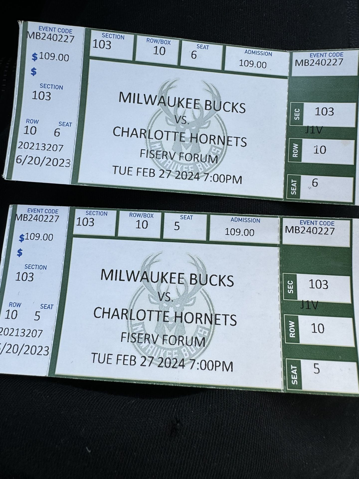 Bucks Tickets For Tuesday 