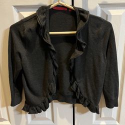 Gray Shawl/Shrug With Ruffled Edges Womens Medium 