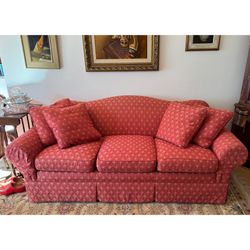 Calico Corners Custom Handcrafted Sofa – Pristine Red Floral Traditional | $625 OBO – Hollywood Pick