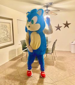 Adult Full-Size Sonic Costume with Battery-Operated Fan $100