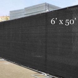 FENCE SCREEN 6'x50' Privacy SCREEN with ZIP TIES - BLACK 