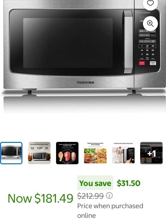 TOSHIBA ML-EM45PIT(SS) Countertop Microwave Oven with Inverter Technology