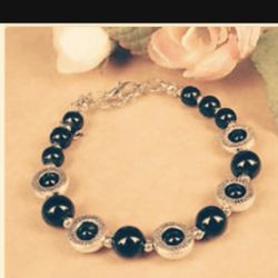 Tibetan silver And Black jade Bracelet 