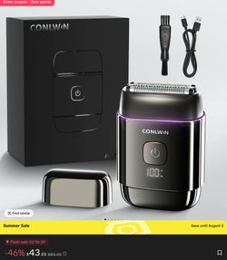 CONLWIN Mini Electric Foil Shaver - 3D Floating Heads, IPX7 Waterproof, USB-C Charging, 120-Day