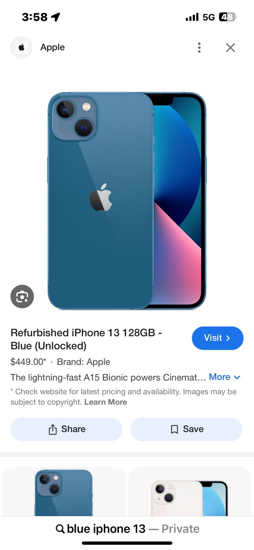 APPLE IPHONE 13 BLUE UNLOCKED