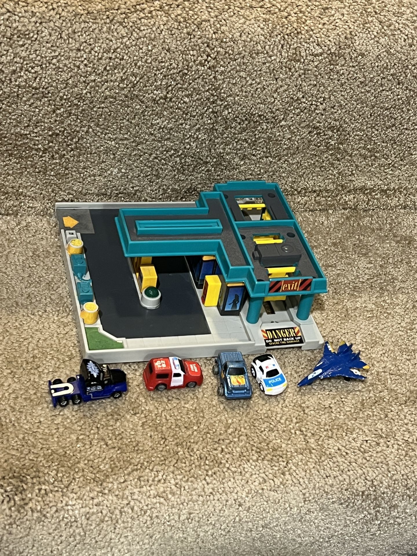 Mini miniature die cast vehicles Semi Truck Police car Fire dept Navy jet