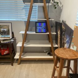 Wood Ladder Shelf Bookshelf BookCase Plant Holder 
