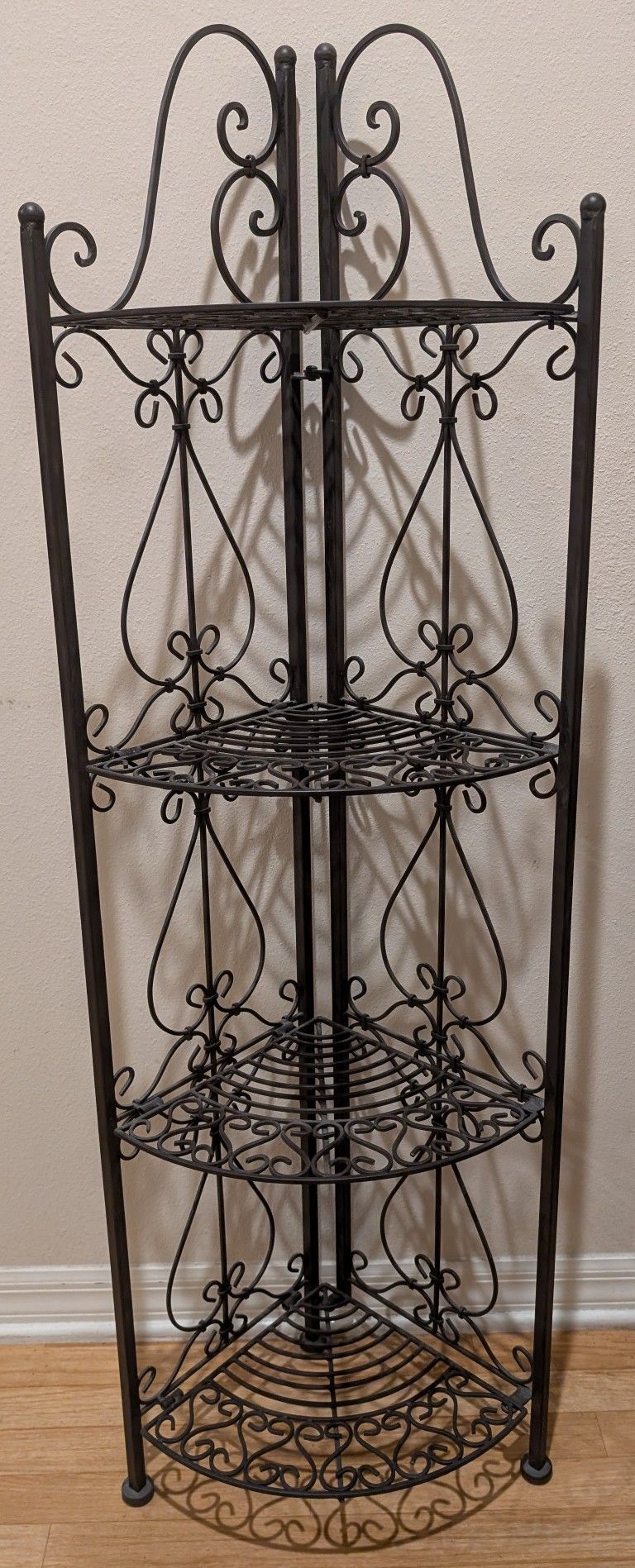Folding Corner Metal 4 Tiered Shelf Stand
