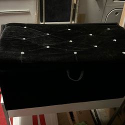 Black Velvet Ottoman