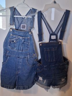 Girls Size Small Denim Shortalls- 2 Pair Lot