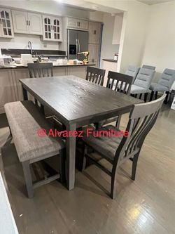 Dining table set with bench