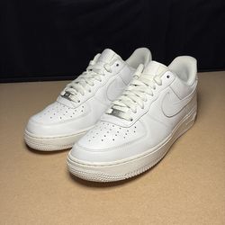 Nike Air Force 1 Low Triple White Leather Sneakers Men's Size 9.5