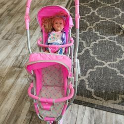 Toy Doll Double Stroller