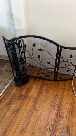 Iron Decorative fireplace screen and duster