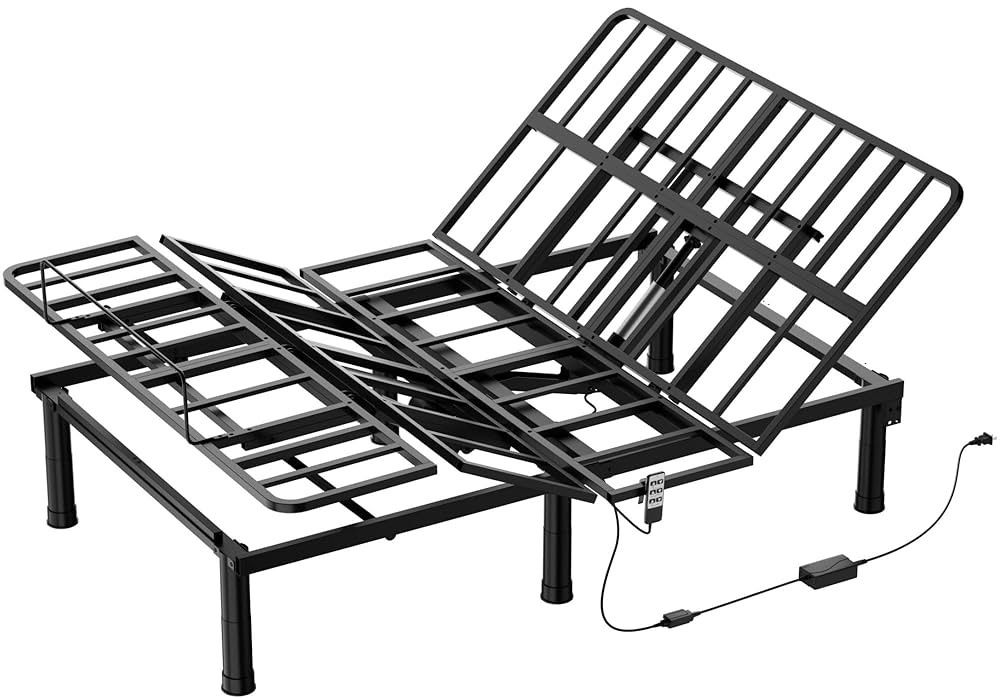 Full Adjustable Bed Frame, Wired Remote Control, Independent Head and Foot Incline, Electric Bed Frame Base, Adjustable Bed Leg with 2 Height Options,