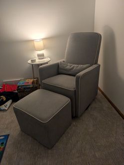 Gray Upholstered Glider Chair with Ottoman