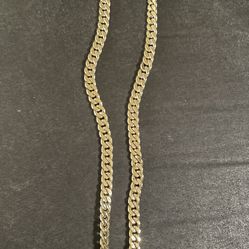 14k Gold Cuban Link With St Barbara Pendant 