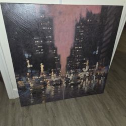 Large 36" x 36" David Hinchliffe Cityscape Canvas Ar