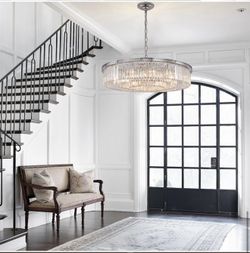 Modern Crystal Chandelier With 12-Light Pendant Ceiling Fixture For Dining Room, Living Room, And More