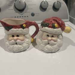 Vintage Wang International Santa Claus Sugar & Creamer