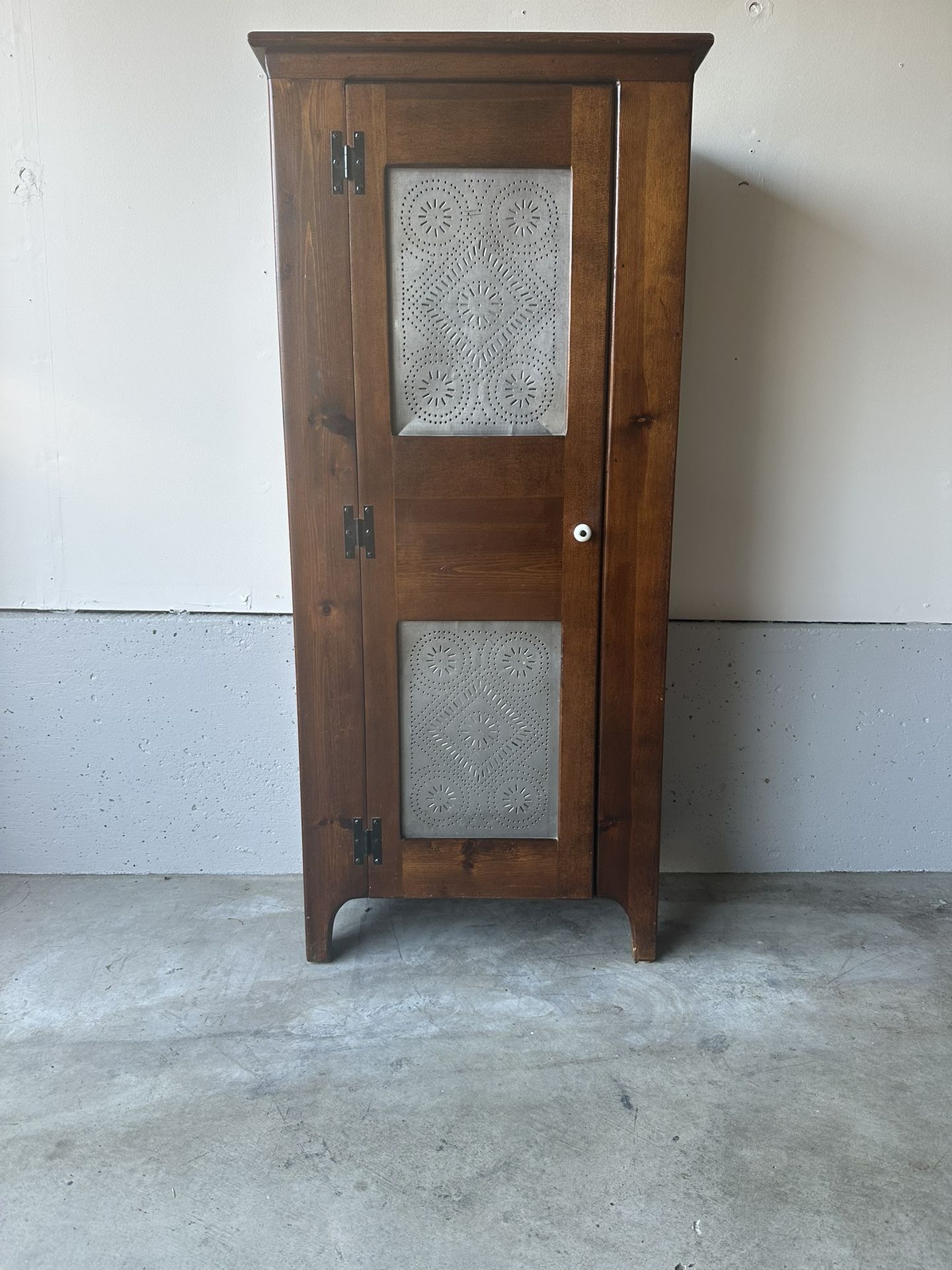 Antique Solid Wood Pie Safe Cabinet – Rustic Farmhouse