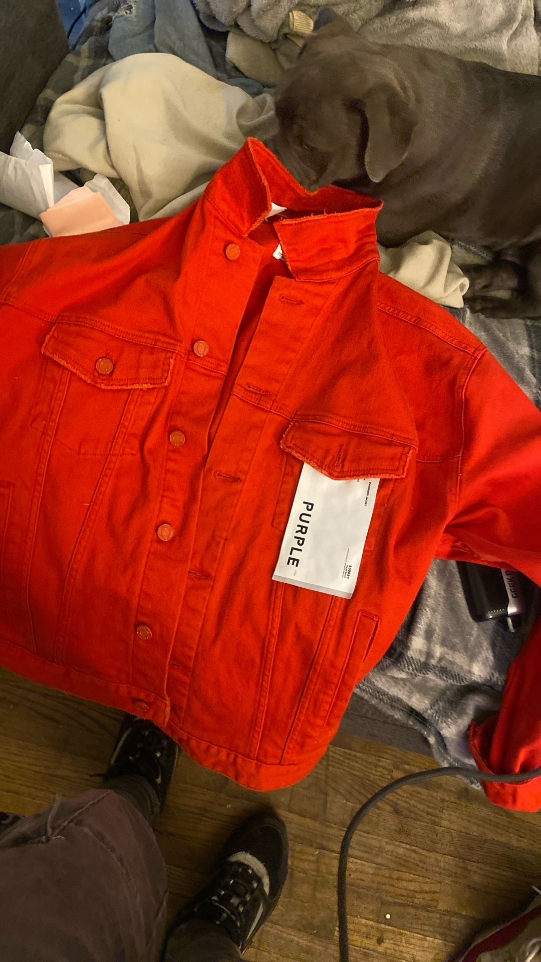 NEW!!Purple Brand Red Oversized Jean Jacket