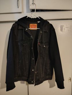 Levi's Black Hooded Denim Jacket, Medium