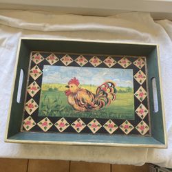 Vintage  Rooster Tray.  11” X17”