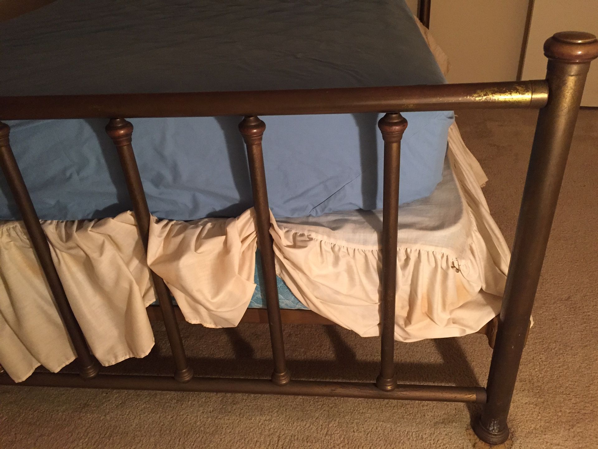 Vintage Antique Brass Bed With Original Frame And Rails French Country J&M, Full / Double Sturdy