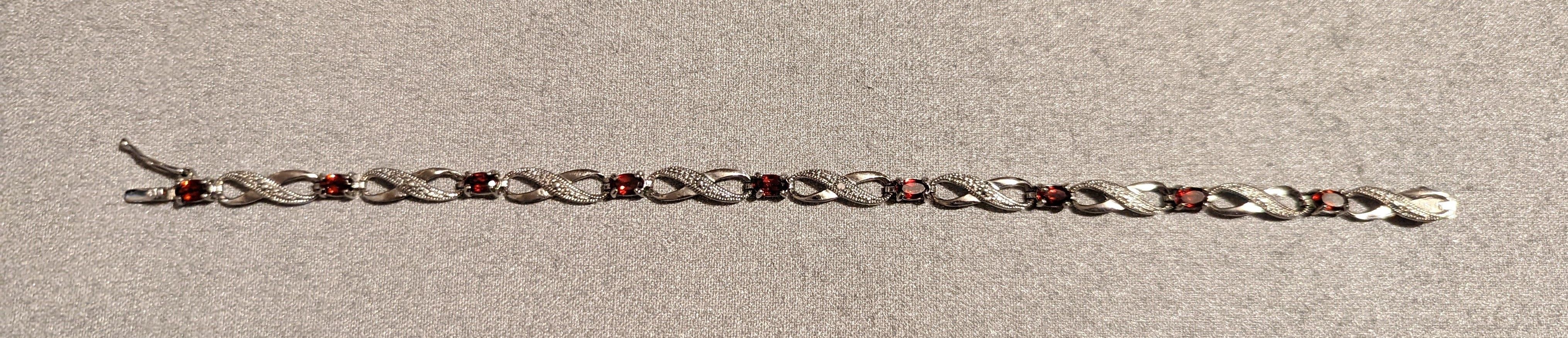Vintage Sterling Silver & Garnet Bracelet