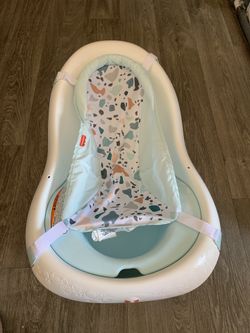 Fisher-Price Baby to Toddler Bath 4-In-1 Sling ‘N Seat Tub with Removable Infant Support and 2 Toys, Pacific Pebble