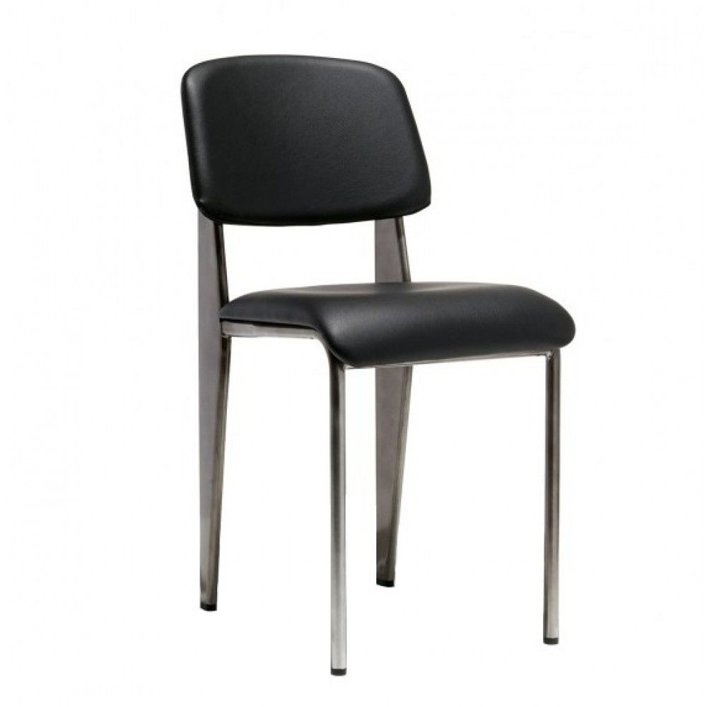 BRASS High End Designer Restaurant Chair Black Vinyl Seat And Back MODIST Brand