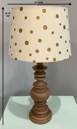 Brand New Tan Resin Lamp with Matching Polka Dot Shade