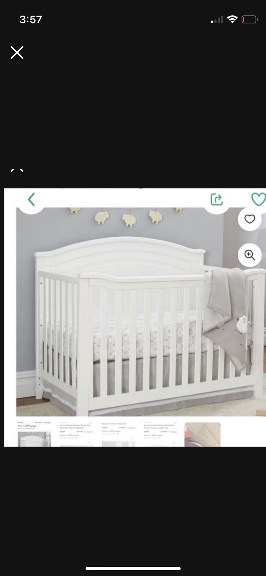 Convertable Baby Crib New White $150