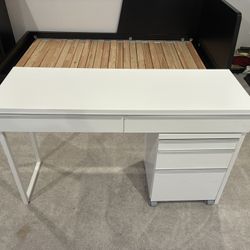 IKEA White Desk Set With Drawers And Filing Cabinet With Optional Chair