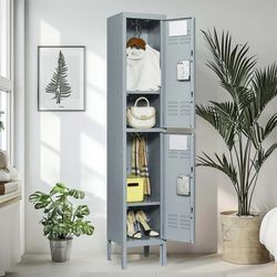 Heavy Duty 2-Door Metal Locker – Garage / Gym Storage Cabinet