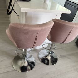Bar Stools Pink Velvet 