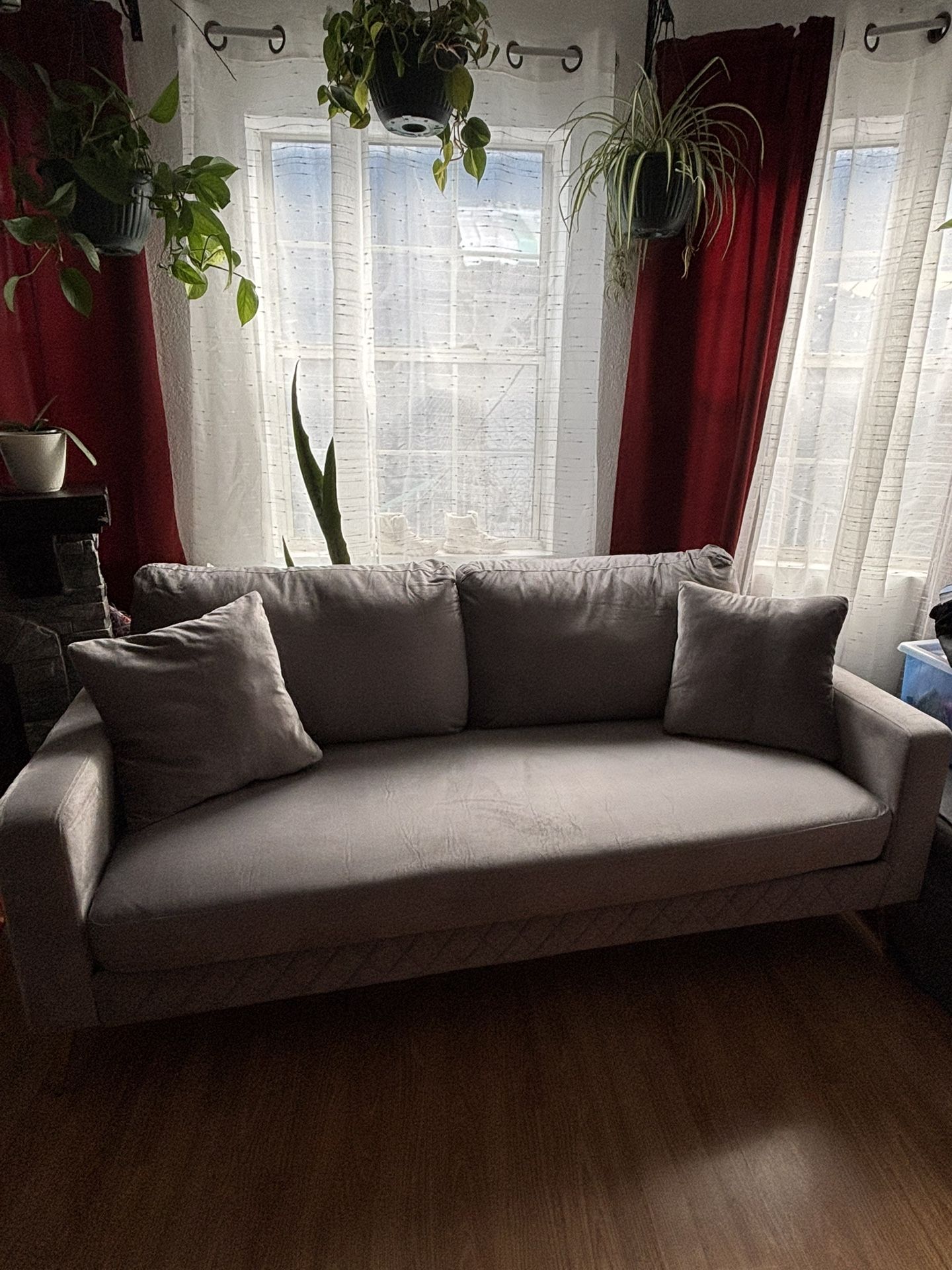 Gray Velvet Sofa