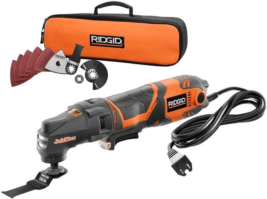 Ridgid JobMax R28600 3 Amp Multi-tool Starter Kit - Powerful Corded Base, Variable Speed Trigger

