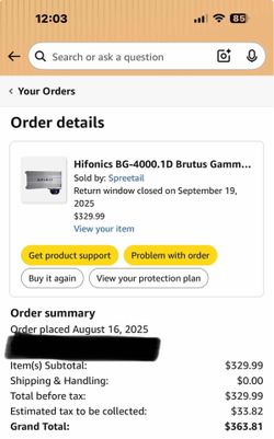 BRUTUS HIFONICS 4000WATTs WIT BASS KNOB N CORD