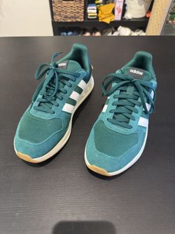 Adidas Cloudfoam Running Shoes Green White Sneakers Men’s Athletic Trainers