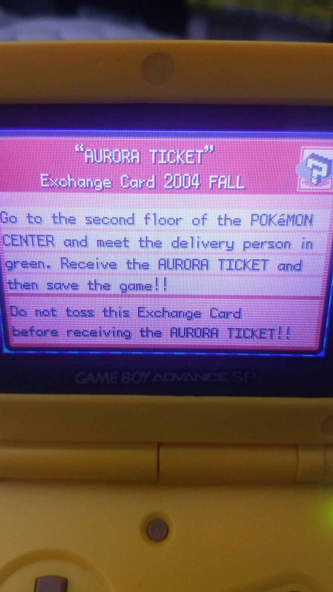 Aurora ticket gameboy advance