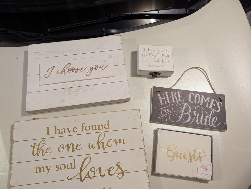 Wedding Signs, New Retro Guest Book, And Ring Box bundle