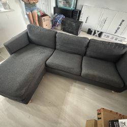 Grey Couch w/ Storage Ottoman
