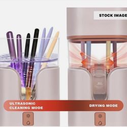 lulujunior. 2 In 1 Electric Makeup Brush Cleaner Ultrasonic Cleaner Machine With 95°F Hot Air Cycle Dryer - Ultra Fast Effective PINK🆕NEW in The Box