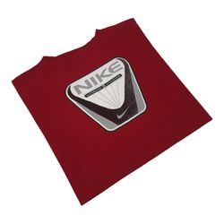 VINTAGE NIKE CENTER SWOOSH SHIRT 3XL XXXL RED AIR SPELL OUT SHORT SLEEVE TRAVIS