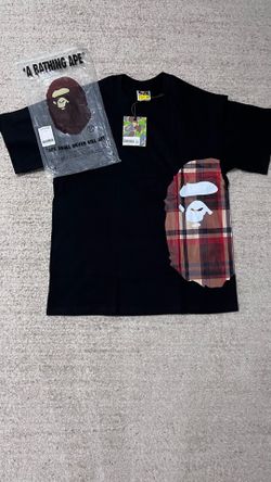 Burgundy plaid Bape tee M