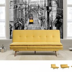 Brand New Yellow Futon Sofa Converts Into Bed 