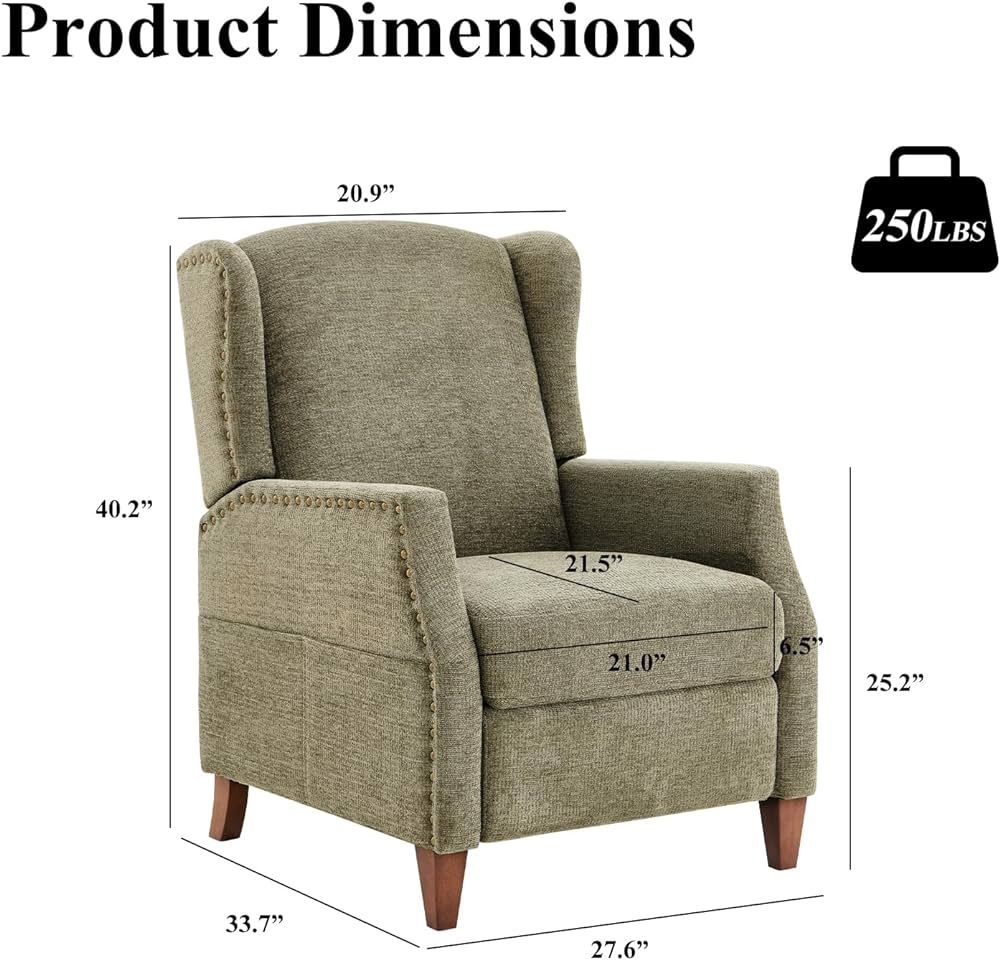 COLAMY Wingback Pushback Recliner Chair      