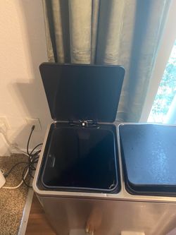Dual Compartment Stainless Steel Trash Can
